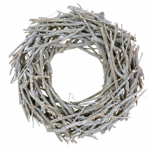Decorative wreath made of white washed branches Ø50cm
