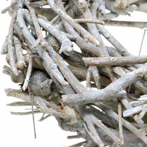 Floristik24 Decorative wreath made of white washed branches Ø50cm