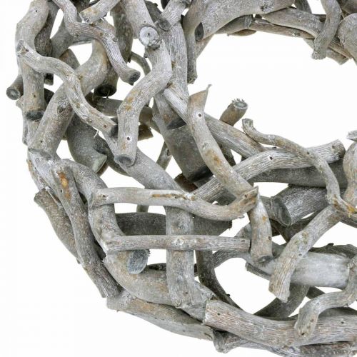 Floristik24 Decorative wreath, wooden wreath, limed gray, corkscrew willow Ø40cm