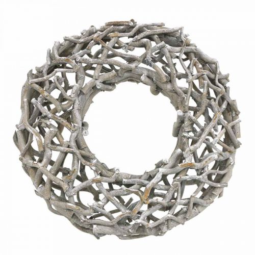 Floristik24 Decorative wreath wood, limed gray, natural wreath table decoration Ø50cm