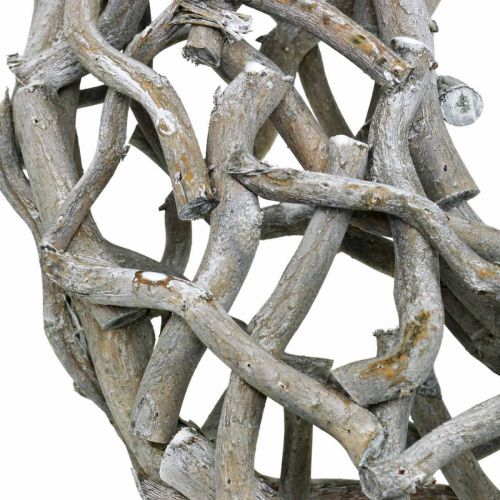 Product Decorative wreath wood, limed gray, natural wreath table decoration Ø50cm