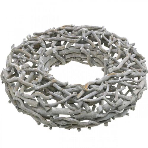 Floristik24 Decorative wreath wood, limed gray, natural wreath table decoration Ø50cm