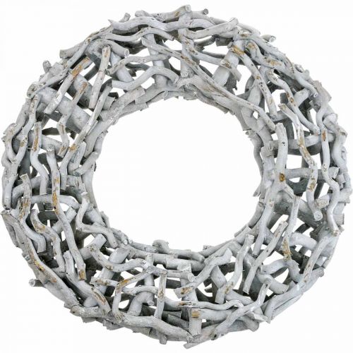 Floristik24 Decorative wreath wood and twigs whitewashed Wooden wreath large Ø60cm