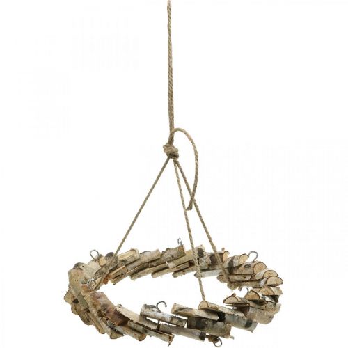 Product Wooden wreath to hang with hook natural birch Ø35cm