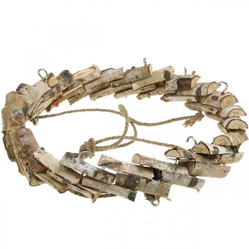 Product Wooden wreath to hang with hook natural birch Ø35cm