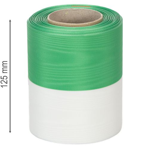 Product Moiré wreath ribbon 125mm x 25m in green and white, taffeta-woven ribbon, national ribbon, decorative ribbon