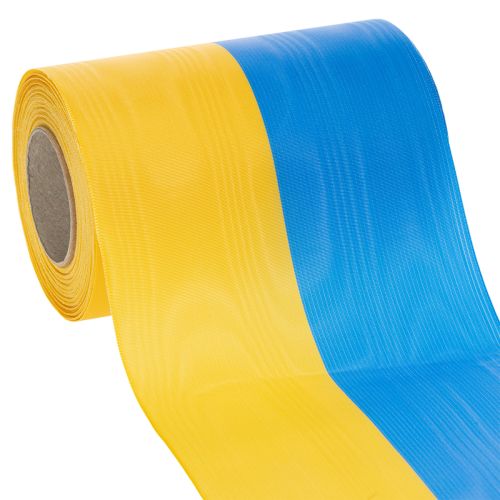 Moiré wreath ribbons 150mm in blue and yellow - premium mourning and decorative ribbon, for celebrations, bow ribbon buy online | Floristik24.co.uk