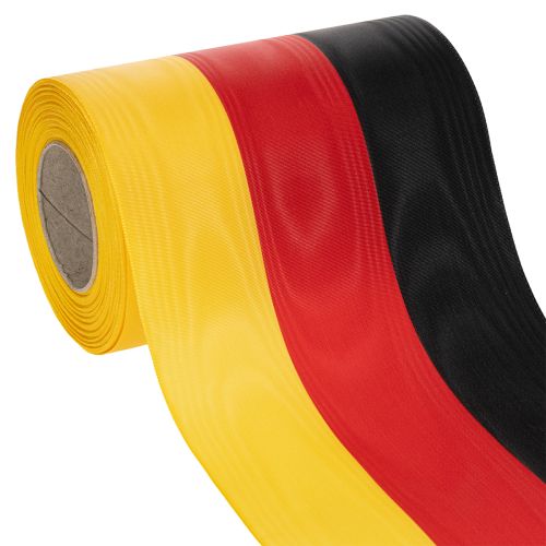 Moiré wreath ribbons 150mm black-red-gold with French moiré effect, 25m roll for decoration and funeral services buy online | Floristik24.co.uk
