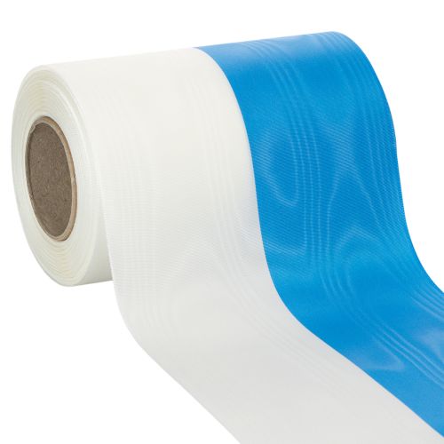 Product Moiré blue and white wreath ribbons, 150 mm