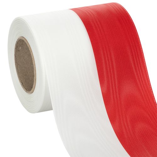 Moiré white-red wreath ribbons 100 mm buy | Floristik24.co.uk