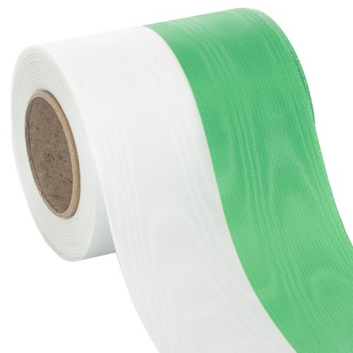 Product Green and white moiré wreath ribbon, 100mm x 25m - national ribbon, taffeta binding, bow ribbon, decorative ribbon