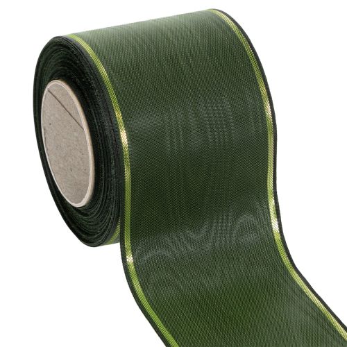 Floristik24 Dark green wreath ribbon with gold edge, 75mm wide, 25m long - Ideal for funeral ribbons and floristry
