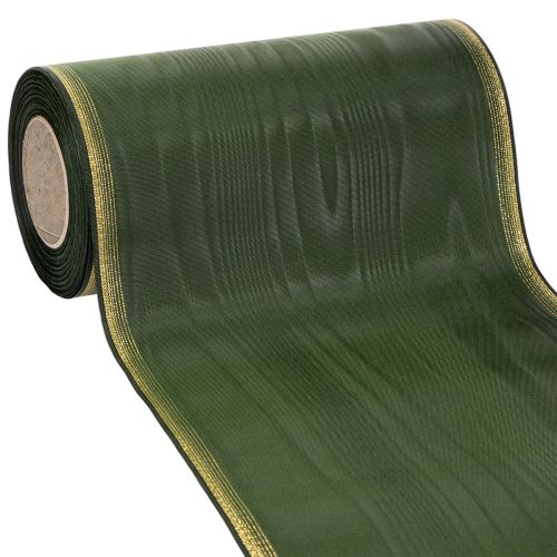 Floristik24 Moiré wreath ribbon 200mm dark green with pearl edge and taffeta weave - decorative ribbon for celebrations and funeral floristry, 25m