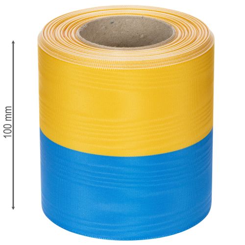 Product Blue and yellow moiré wreath ribbon, 100mm, national ribbon, club ribbon, decorative ribbon, festive mourning ribbon, acetate
