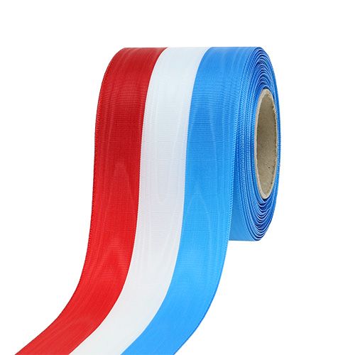 Wreath ribbon moiré blue-white-red 75mm