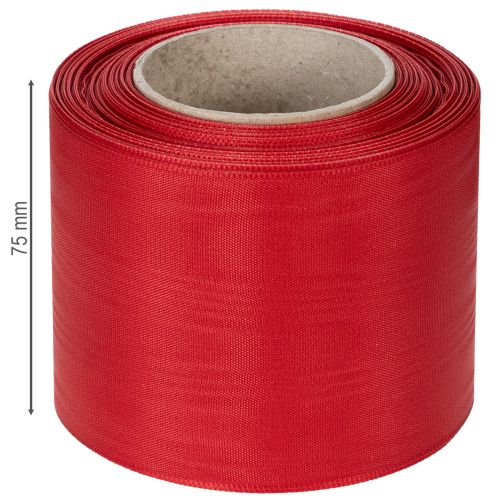 Product Red wreath ribbon 75mm x 25m - Funeral floristry &amp; decoration, Robust ribbon for lettering