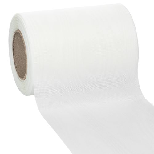 White wreath ribbon 125mm 25m decorative ribbon funeral service grave decoration buy online | Floristik24.co.uk