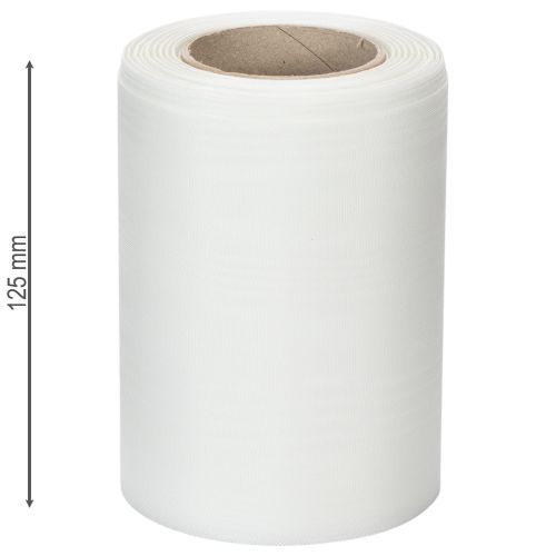 White wreath ribbon 125mm 25m decorative ribbon funeral service grave decoration | Floristik24.co.uk