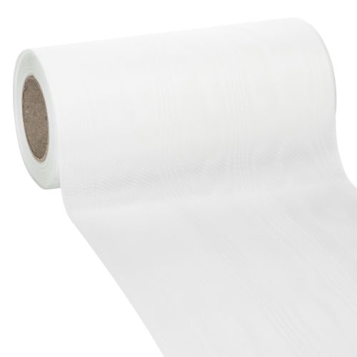 White wreath ribbon, 200mm wide, 25m roll, mourning ribbon, bow ribbon, decorative ribbon for funeral floristry and occasions buy online | Floristik24.co.uk