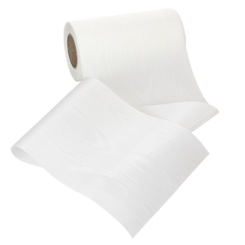 Product White wreath ribbon for funeral floristry, 175mm wide, 25m long, high-quality acetate ribbon