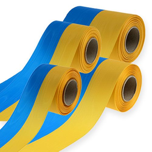 Floristik24 Wreath ribbons moiré blue-yellow