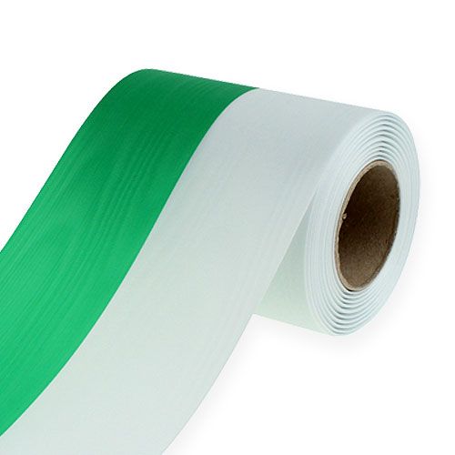 Wreath ribbons moiré green-white 125mm 25m