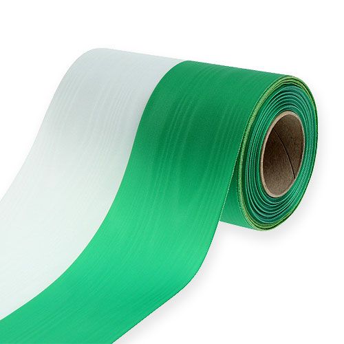 Floristik24 Wreath ribbons moiré green-white 150mm 25m