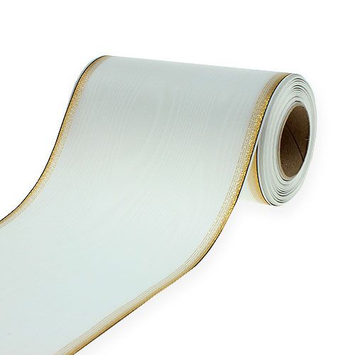 Floristik24 Wreath ribbon moiré 200mm, white