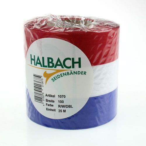 Floristik24 Wreath ribbons Moiré blue-white-red 100 mm