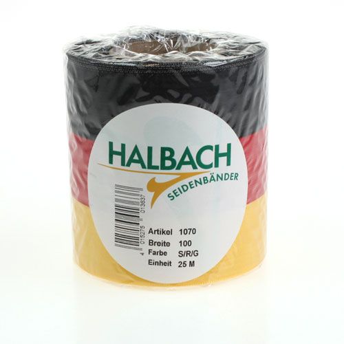 Floristik24 Wreath ribbons Moiré black-red-gold 100 mm