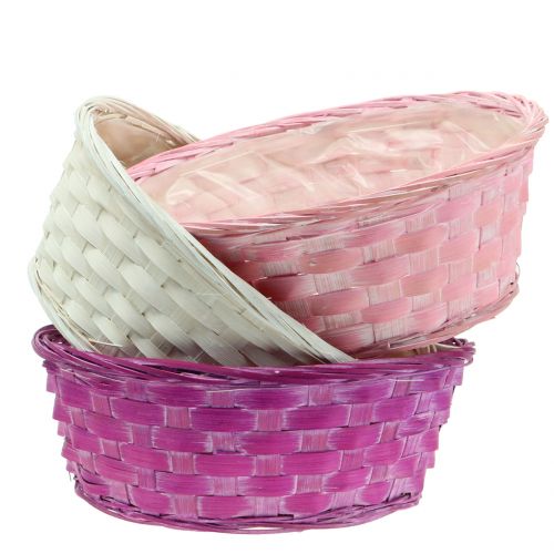 Floristik24 Chip basket round lilac/white/pink Ø25cm 6pcs