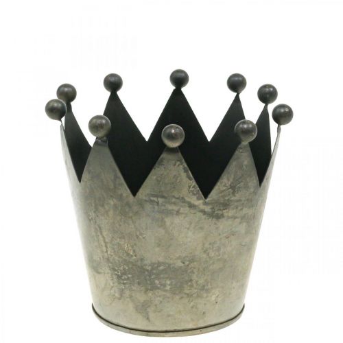 Floristik24 Deco crown antique look gray metal table decoration Ø12.5cm H12cm