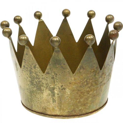 Product Deco crown antique brass look metal table decoration Ø14cm H9cm