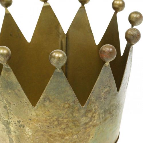 Floristik24 Deco crown antique brass look metal table decoration Ø14cm H9cm