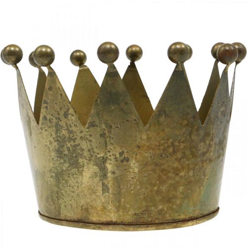Floristik24 Deco crown antique brass look metal table decoration Ø14cm H9cm