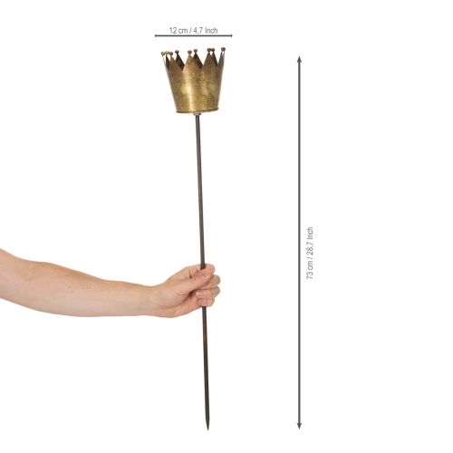 Metal Crown on Stake 73cm Vintage Gold Indoor Decorative Accessory | Floristik24.co.uk