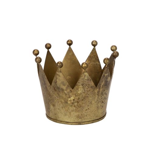 Metal Crown Decorative Ornament, Gold Vintage Finish, 11cm