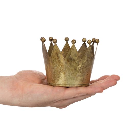 Metal Crown Decorative Ornament, Gold Vintage Finish, 11cm | Floristik24.co.uk