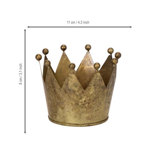 Metal Crown Decorative Ornament, Gold Vintage Finish, 11cm | Floristik24.co.uk