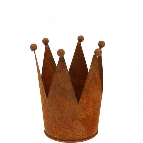 Floristik24 Crown made of metal rust decoration for planting patina Ø10.5cm H13.5cm