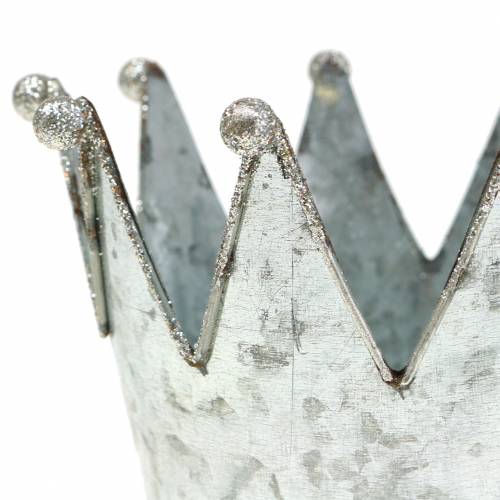 Floristik24 Decorative pot crown metal silver Ø13.5cm H11.5cm 2pcs