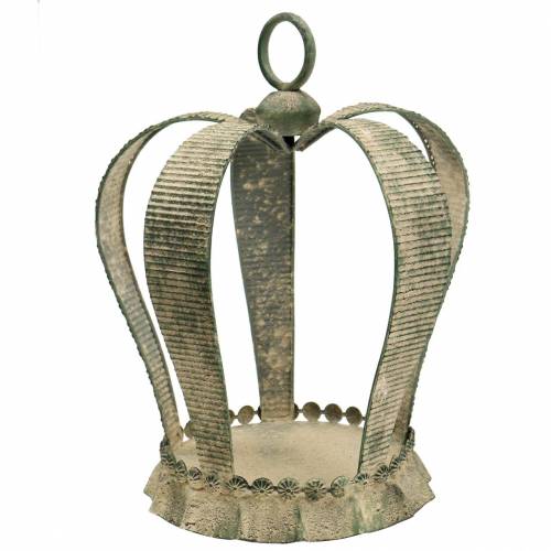 Floristik24 Decorative crown antique metal moss green, beige Ø28cm H36.5cm