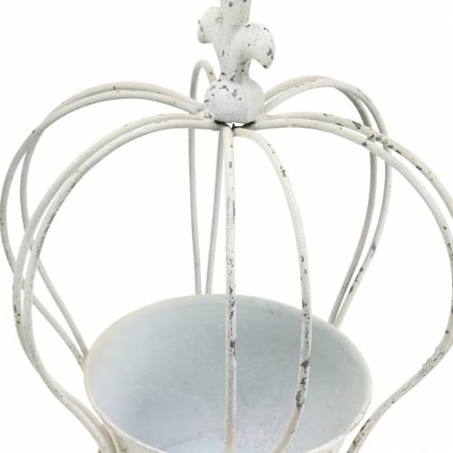 Product Crown with bowl metal decoration white H26cm
