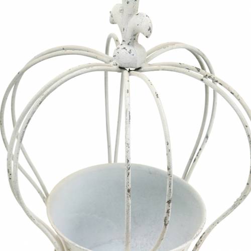 Floristik24 Crown with bowl metal decoration white H26cm
