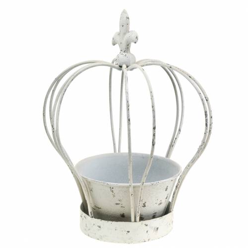 Floristik24 Crown with bowl metal decoration white H26cm