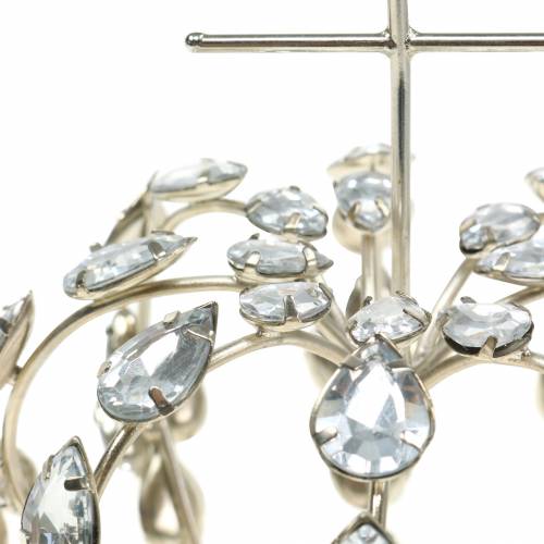 Floristik24 Crown with diamonds and cross silver Ø11cm H17cm