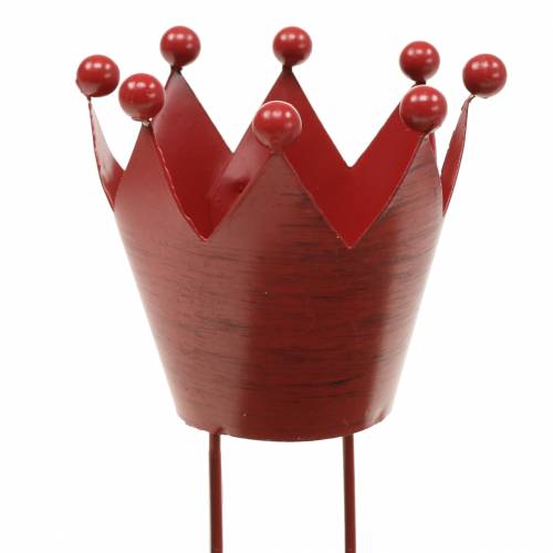 Floristik24 Candle holder crown to stick red Ø7.5cm H11cm