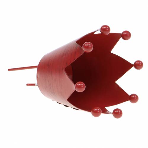 Floristik24 Candle holder crown to stick red Ø7.5cm H11cm