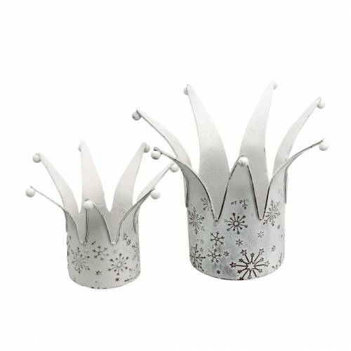 Floristik24 Crown metal white, rust Ø13.5 / 17.5cm, set of 2