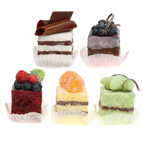Floristik24 Artificial Cake Pieces Assorted 4×4cm 5 pcs